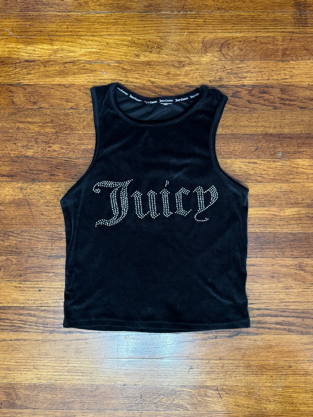 Juicy Couture Black Velvet Rhinestone 'Juicy' Tank